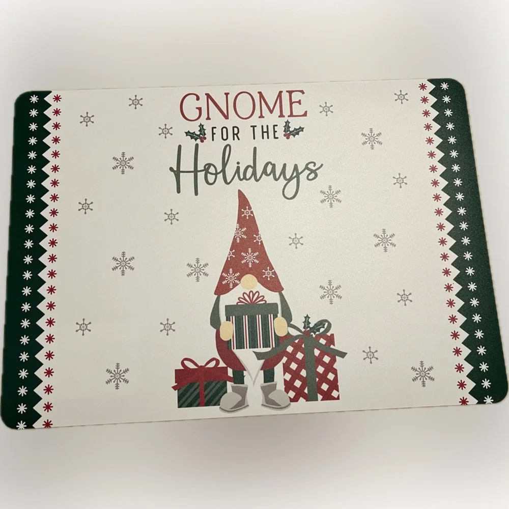 🔴Festive Gnome Holiday Placemat Christmas Winter Kitchen Dinning Dinnerware 5 PC